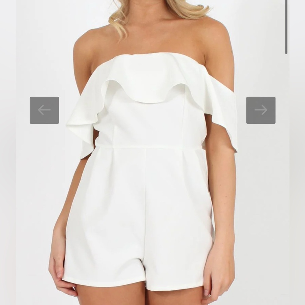 🐣Shinestar Off-Shoulder White Romper